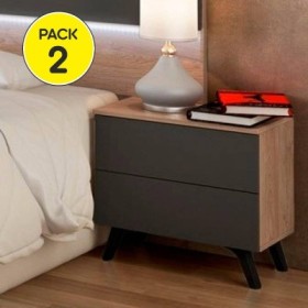 Pack 2 Mesitas de Noche Soto (Roble/Grafito)