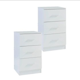 Pack 2 Mesitas de Noche 3 Cajones Atlanta (Blanco)