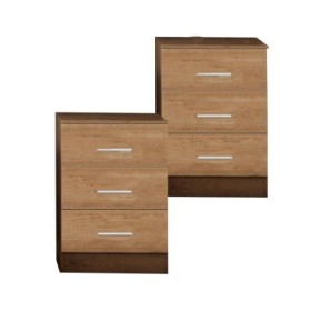 Pack de 2 Mesitas de Noche 3 Cajones Atlanta (Roble)