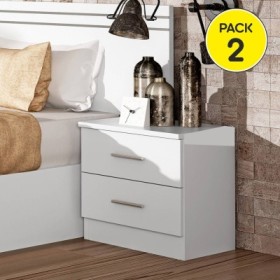 Pack 2 Mesitas de Noche Atlanta 2 Cajones (Blanco)