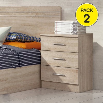 Pack 2 Mesitas de Noche 3 Cajones Atlanta (Cambria)