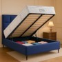 Cama Tapizada Matrimonial Luna 2 (c/ Somier + Sistema Elevador) + Colchón Opc.
