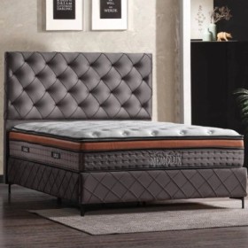 Cama Doble Tapizada Memolux (c/ Plataforma + Sistema Elevador) + Colchón Opc.