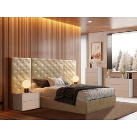 Cama de Casal Estofada Arabica c/72 Cristais Swarovski (Cabeceira Longa) + Colchão Opc.