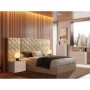 Cama de Casal Estofada Arabica c/72 Cristais Swarovski (Cabeceira Longa) + Colchão Opc.