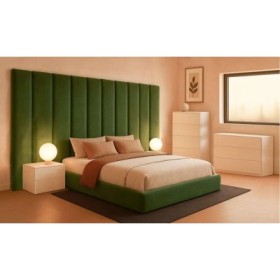 Cama Doble Tapizada Spirit con Cabecero Alto + Colchón Opc.