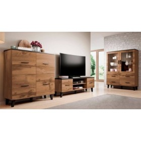 Salón Completo Sanna 3 (Negro/Dab Wotan)