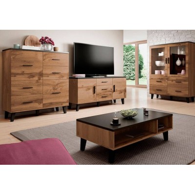 Salón Completo Sanna 4 (Negro/Dab Wotan)