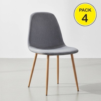Pack de 4 Sillas James (Gris c/ Patas en Madera)