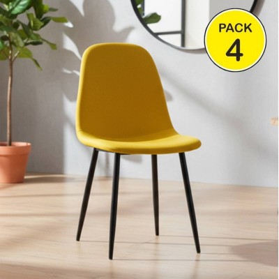 Pack de 4 Sillas James (Mostaza c/ Patas Negras)