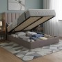 Pack Cama de Casal Estofada Talita +  Estrado, Sistema Elevatório e Fundos Incl. + Colchão Opc.