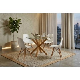 Pack Mesa Porto Redonda  + 4 Cadeiras Dinamarca (Branco)