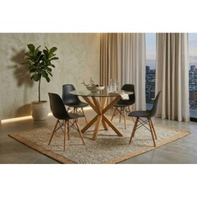 Pack Mesa Porto Redonda  + 4 Cadeiras Dinamarca (Preto)