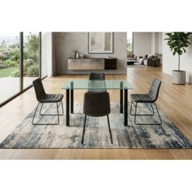 Pack Mesa de Jantar Yuri (Pernas Pretas) + 4 Cadeiras Brooklyn (Preta)