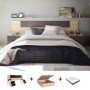 Pack Dormitorio Completo Alaya Roble Canadian/Óxido c/ Canapé Ebro + Colchón Premium 17HR (190x150cm)