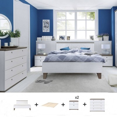 Pack Dormitorio Completo Tina c/ Cómoda + Somier (200x160cm)