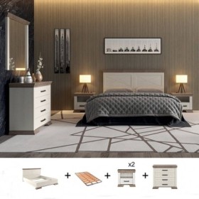 Pack Dormitorio Completo Marsel c/ Cómoda + Somier (200x160cm)