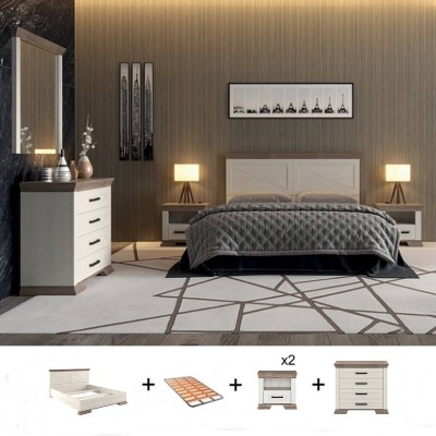 Pack Dormitorio Completo Marsel c/ Cómoda + Somier (200x160cm)