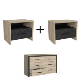 Pack Colorado 2 Mesitas de Noche + Cómoda
