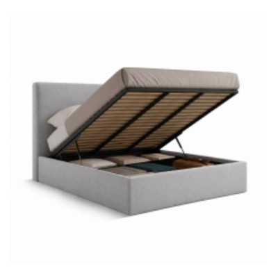 Cama de Casal Estofada Mônica + Estrado, Sistema Elevatório e Fundos + Colchão Opc.