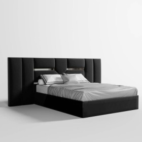 Pack Cama de Casal Estofada Bianca c/ Espelho (Cabeceira Longa) + Colchão Opc.