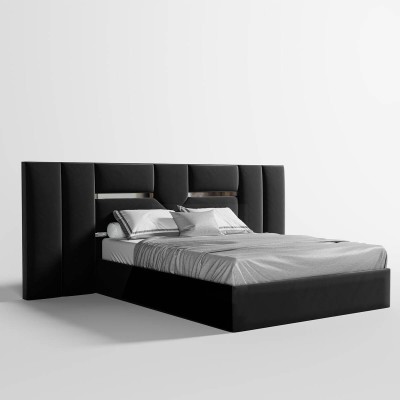 Pack Cama de Casal Estofada Bianca c/ Espelho (Cabeceira Longa) + Colchão Opc.