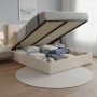 Cama Estofada de Casal Barcelona c/ Estrado e Sistema Elevatório Inc. + Colchão Opc.