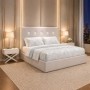 Cama doble tapizada con cristales Malibú + colchón Opc.