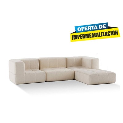 Sofá 2L + Chaise Long Modular Roberta (258x172cm) c/ Oferta da Impermeabilização