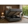 Cama Estofada Pandora c/ Estrado e Sistema Elevatório Inc. + Colchão Opc.