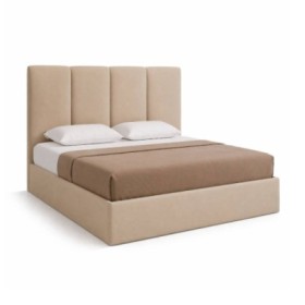 Cama de Casal Estofada Yasmin + Estrado, Sistema Elevatório e Fundos Inc + Colchão Opc.